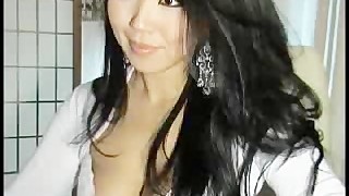 Super hot asian with big boobs stripping and masturbating